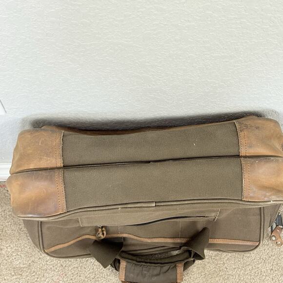 VINTAGE CABELA'S CANVAS & LEATHER Messenger Weekender Bag UPS Embroidered 16x12 - Picture 4 of 10